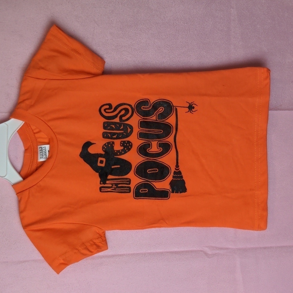 Hocus Pocus Halloween Short Sleeve Black and Orange Graphic Short Sleeve Tee 4T